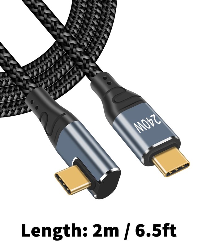 90 Degree Right Angle USB C Cable 6ft, 240W USB C Male to Male Cable, Right A... gallery