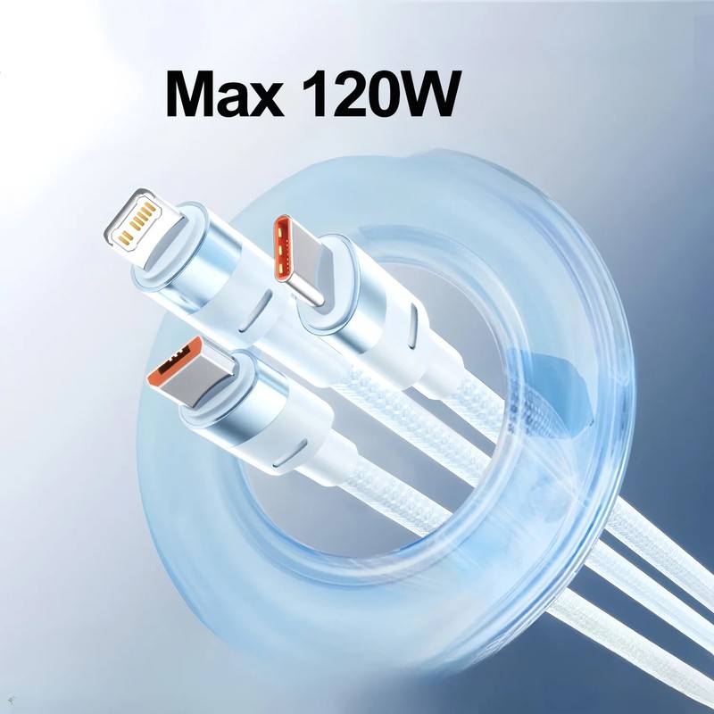 3 in 1 USB Fast Charging Cable for Multiple Devices,Braided Cord with Type C/L/M gallery