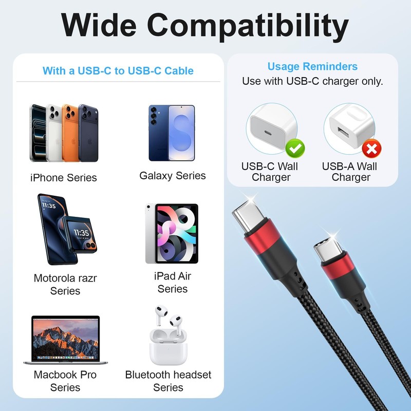3 Pack USB C Cable 3ft Braided Fast Charging Charger Cord Type C Lead gallery