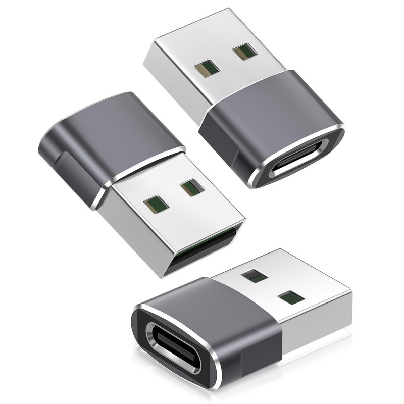 Basesailor USB to C Adapter,USBC Female A Male 3 pcs, Gray