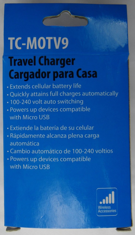 Micro USB Travel Charger Wall Outlet TC-MOTV9 Black 100-240 Volt Auto Switching gallery
