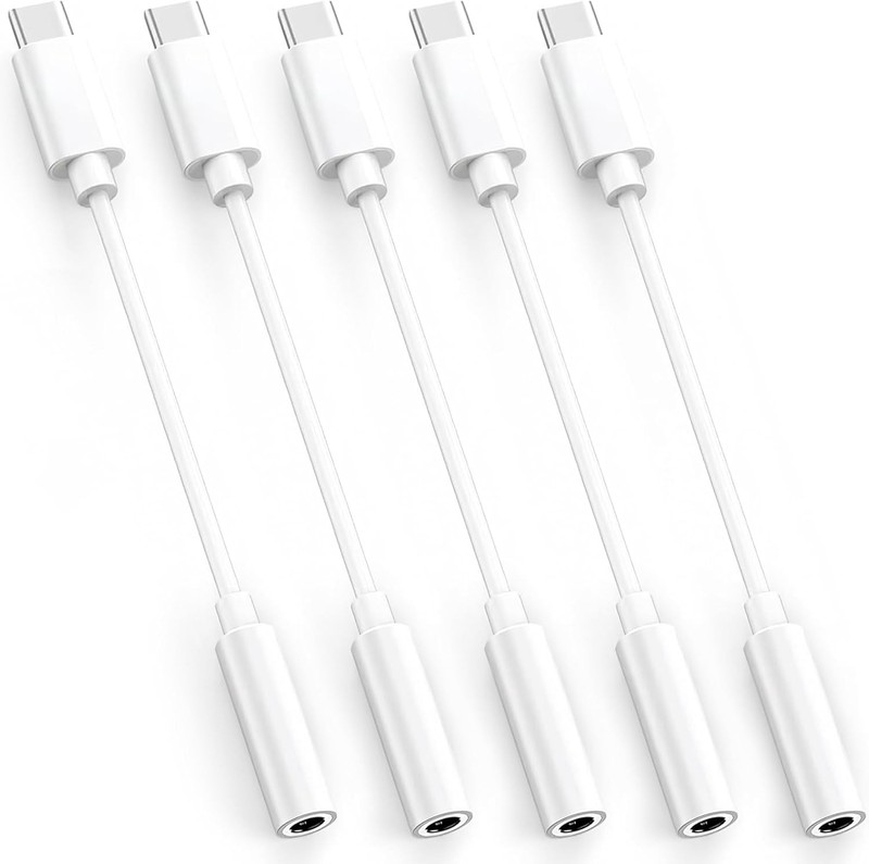 5-Pack USB-C to 3.5mm Headphone Jack Adapter, 24bit HiFi DAC, USB C to Aux Audio