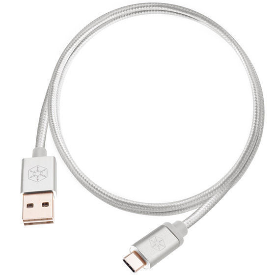Silverstone CPU04S-1000 (Silver, 3.3ft) Reversible USB-A to USB TYPE-C Cable