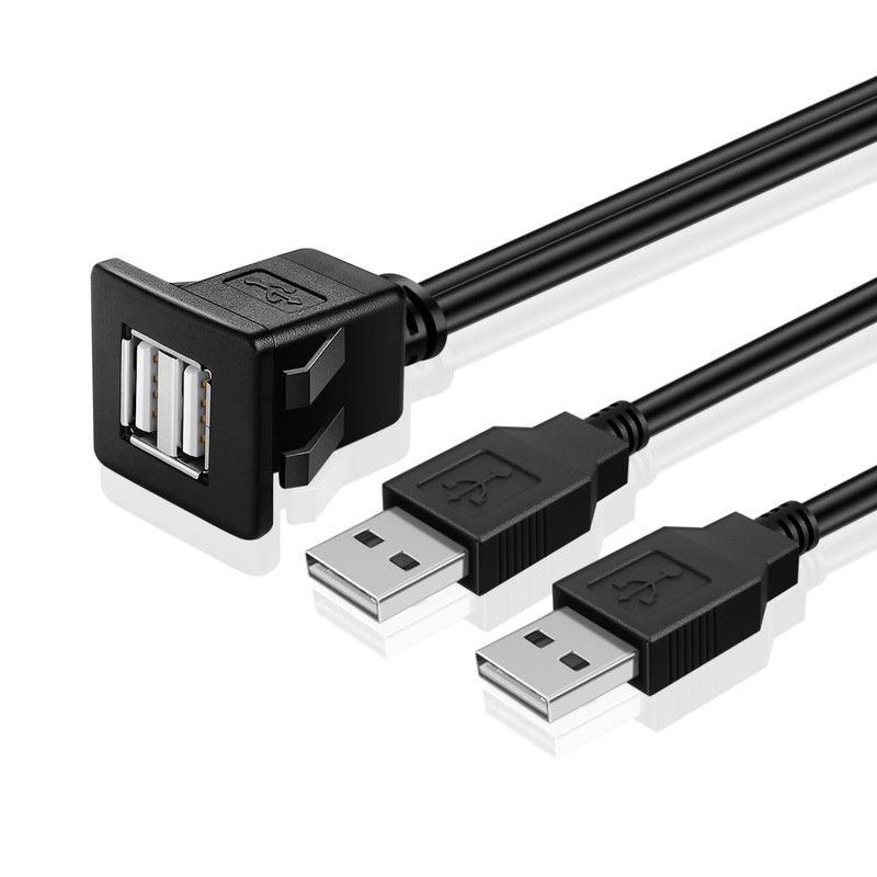 Dual USB Flush Mount Cable 1.8M 2 Ports Water Resistant for Car Boat