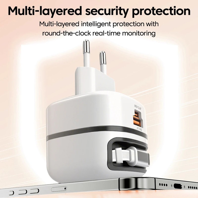 Elough 65W USB Type C Phone Charger Universal Travel Adapter Retractable Fast gallery