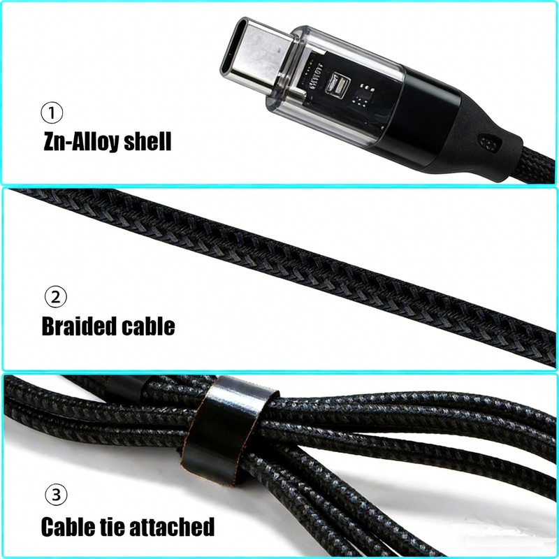 100W 3FT LED Braided Fast Charging Type-C Cable For Samsung S24 S25 Ultra SONY gallery