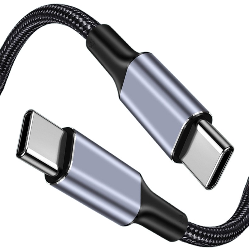 100W Power Delivery USB C to C Cable 90 Degree Type-C 480bps Charging Cord Nylon gallery
