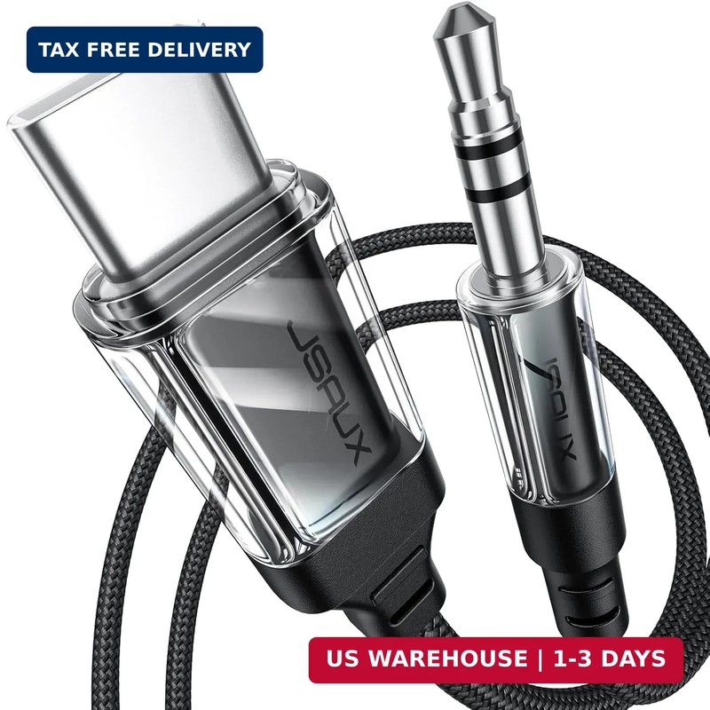 JSAUX Aux to USB C, USB C to 3.5mm Audio Aux Jack Cable Headphone Car Stereo Cor