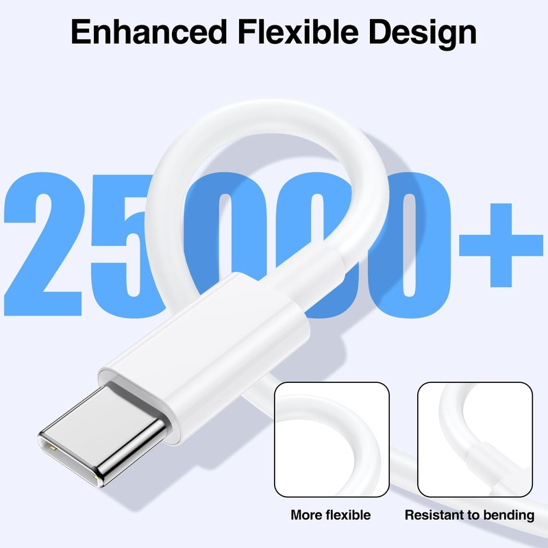 2pack 10ft USB C to C Cable, 60W Type C C Fast Charging 10FT, White gallery