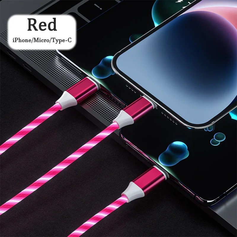 3 in 1 LED Light Glowing Charging Cable 3A Micro USB C Type C gallery