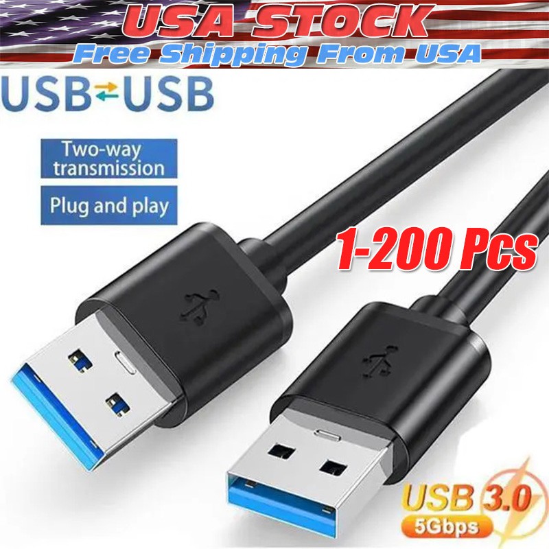 USB 3.0 A Male to A Male Cable Data Transfer Super Speed Power Charger Metal Lot
