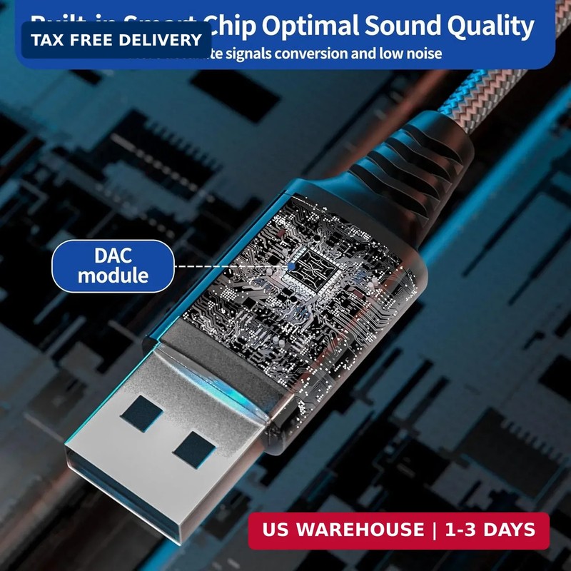 USB to 3.5mm Jack Audio Adapter, TRRS Female Headset Audio Jack Adapter, JHAOUS gallery