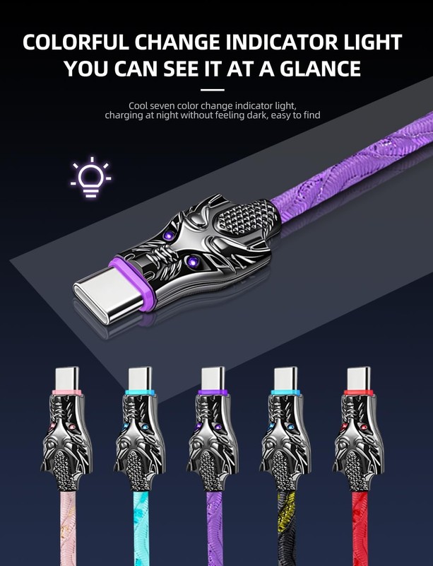 USB C Cable 60W [5-Pack 10FT] Braided Fast Charging, Extra Long, RGB Indicato... gallery