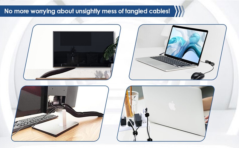 4PCS Management Sleeve with 10PCS Cable Tie, 20 inch Cord Organizer with Zipper gallery