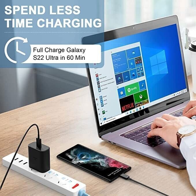 45w Type USB-C Super Fast Wall Charger+6FT Cable Fit Samsung Galaxy S23 S22 S21D gallery