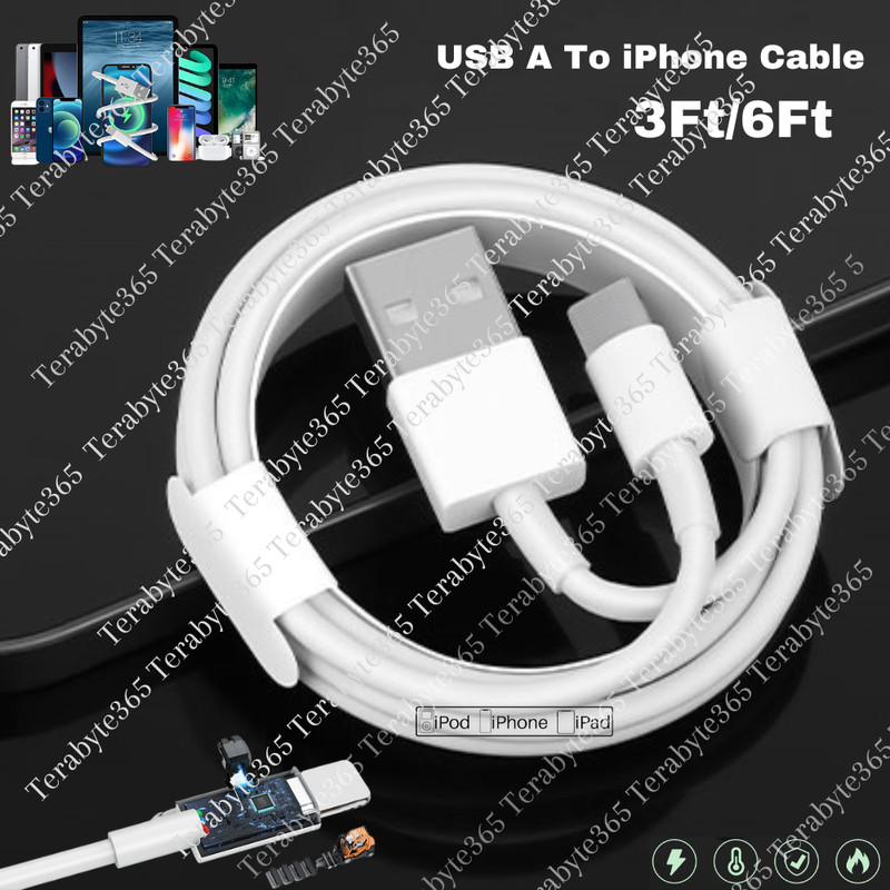 6Ft 3Ft For Apple 14 13 12 11 8 7 6 5 XS Fast Charger USB A To iPhone Cable Cord
