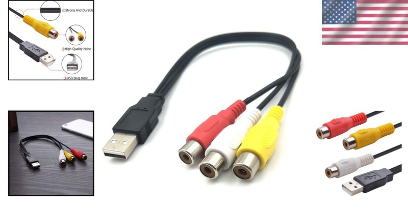 USB 2.0 Male to 3 RCA Female Cable – Superior Signal Quality for AV Devices gallery