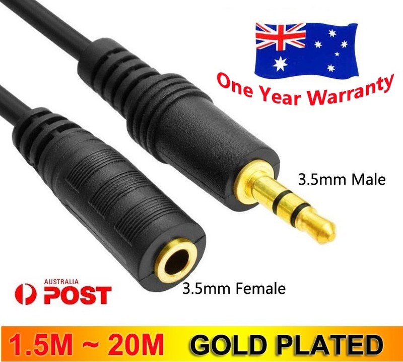 3.5mm Stereo Audio AUX Extension Cable Female to Male Lead 4.5M Gold Plated Cord