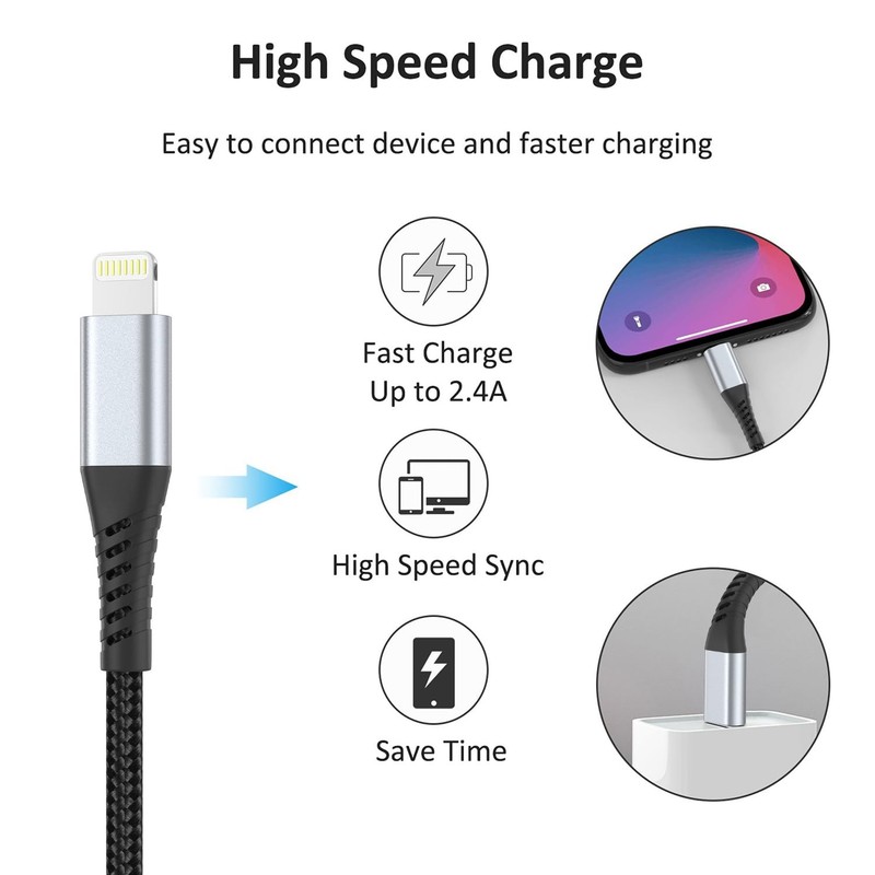 6 inch Short iPhone Charging Cable, 3Pack 0.5ft USB to 0.5 Feet, Black gallery