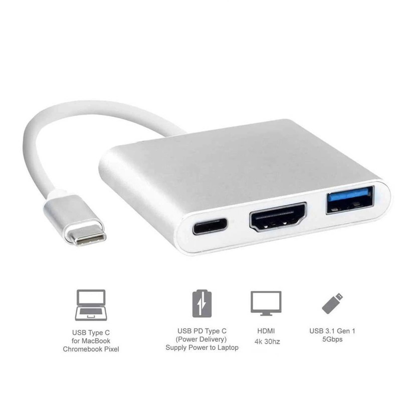 3 In 1 Type C to HDMI HDTV TV Cable Adapter Converter For MacBook Android Phone gallery