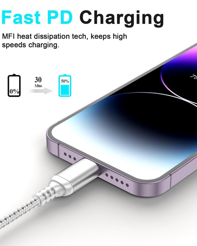 Adiceve Short USBC to Lightning Cable 6 Inch, [MFi Certified] 2 6inch, Gray gallery