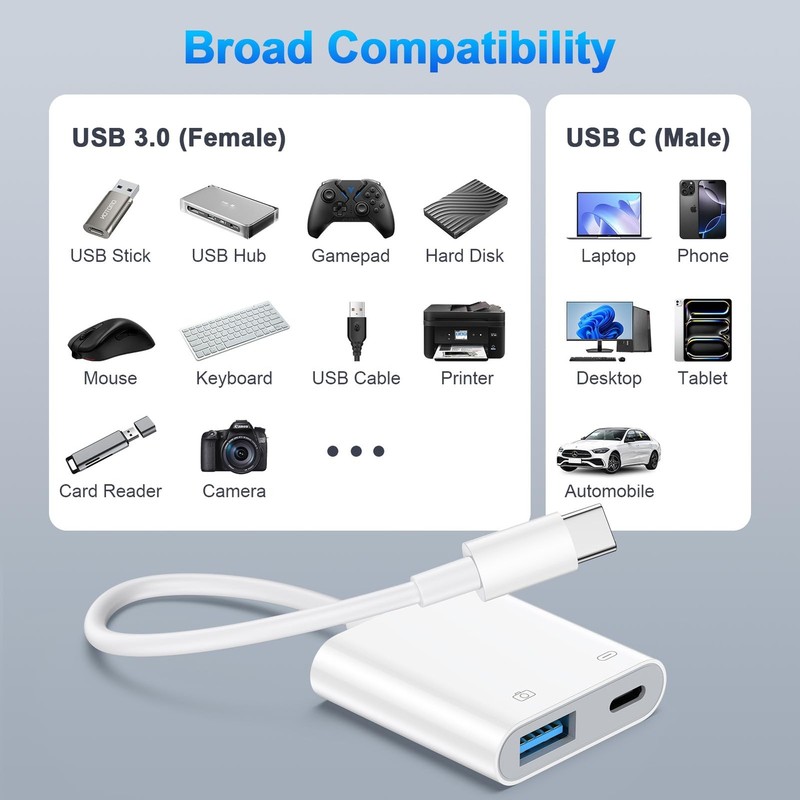 Apple iPhone 17 16 Pro Max USB C To USB OTG Cable Charger Adapter Converter gallery