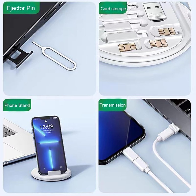 Multifunctional Data Cable Storage Box USB-C Micro USB Adapter White Universal gallery