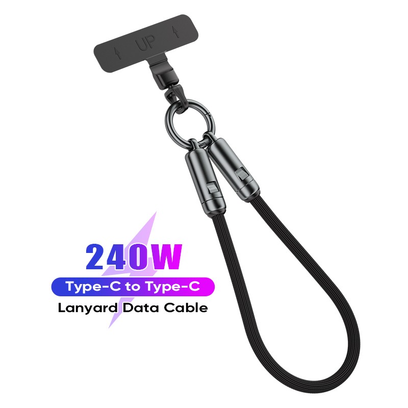240W 30CM Type-C to Type-C Lanyard Data Cable Fast Charging Cable 2 in 1