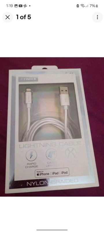 NEW FISHER USB Black Cable 4 ft Lighting Cable for iPhone | iPad | iPod Braided
