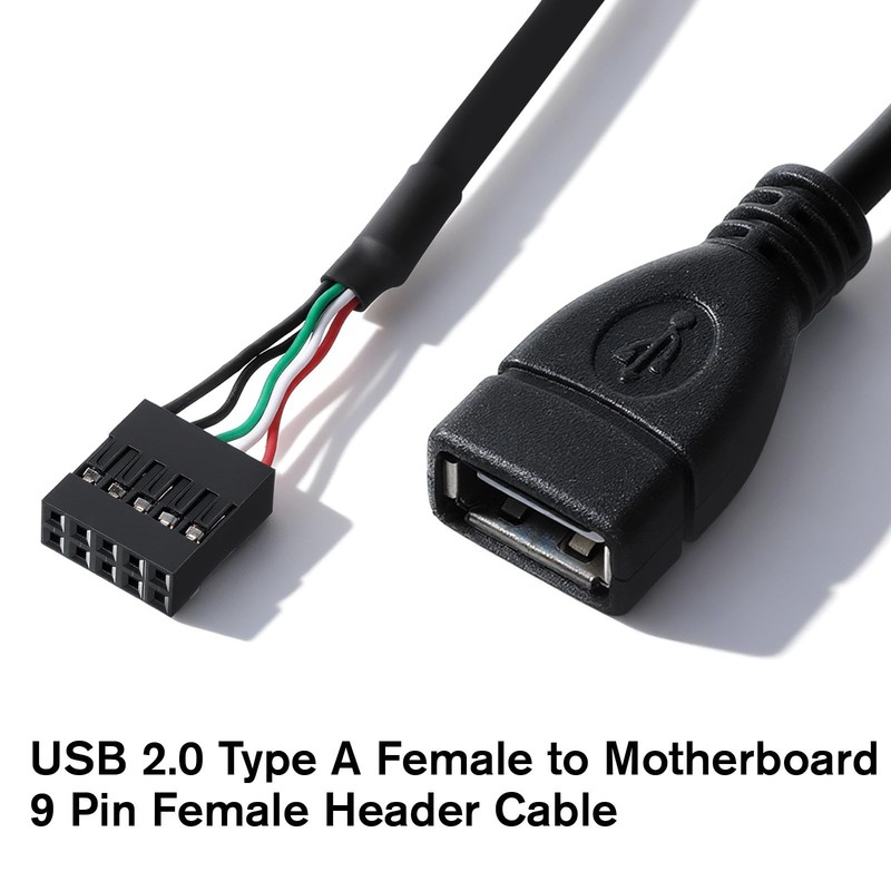 2 Pcs USB Header ToUSB Port USB 2.0 Female Motherboard 9 Pin Cable 3.9 gallery