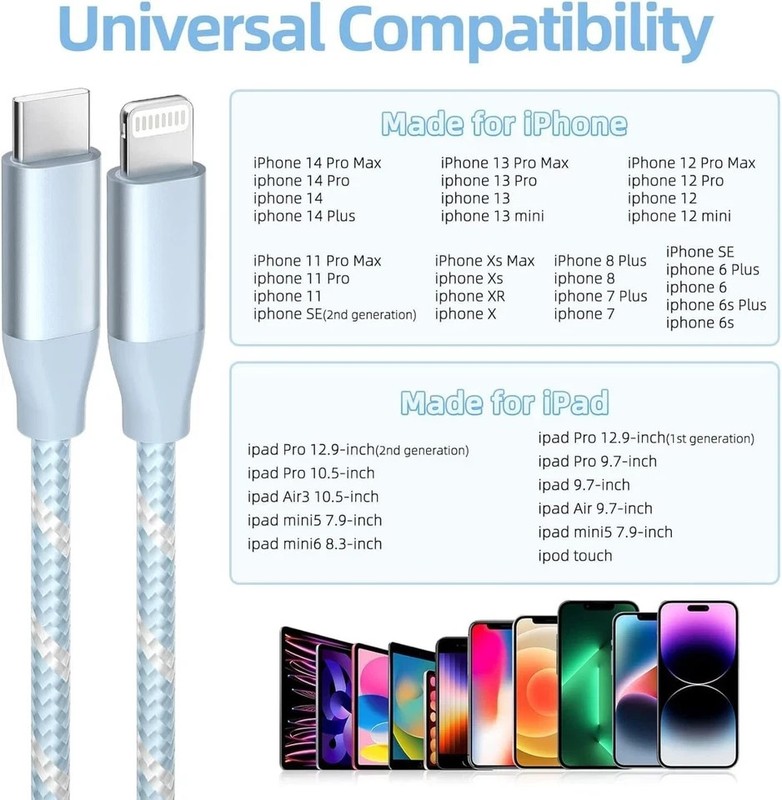 USB-C to Lightning Cable 3 Pack 6FT Apple MFi Certified Fast Charging gallery