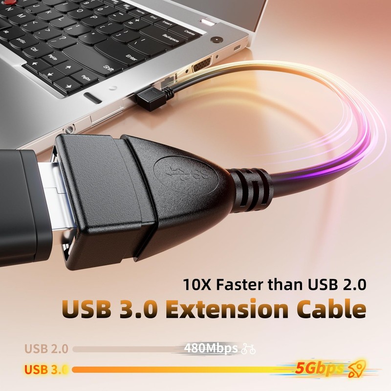CHECK_VARIANT 2 PCS 25CM/10in Flat Right Left Angle USB 3.0 Extension Cord gallery