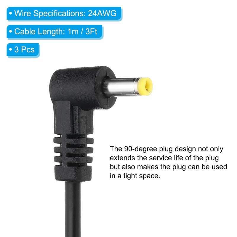 3 PCS 3Ft USB 2.0 A to DC 4.0x1.7mm 90 Degree Angle Barrel Jack Power Cable gallery