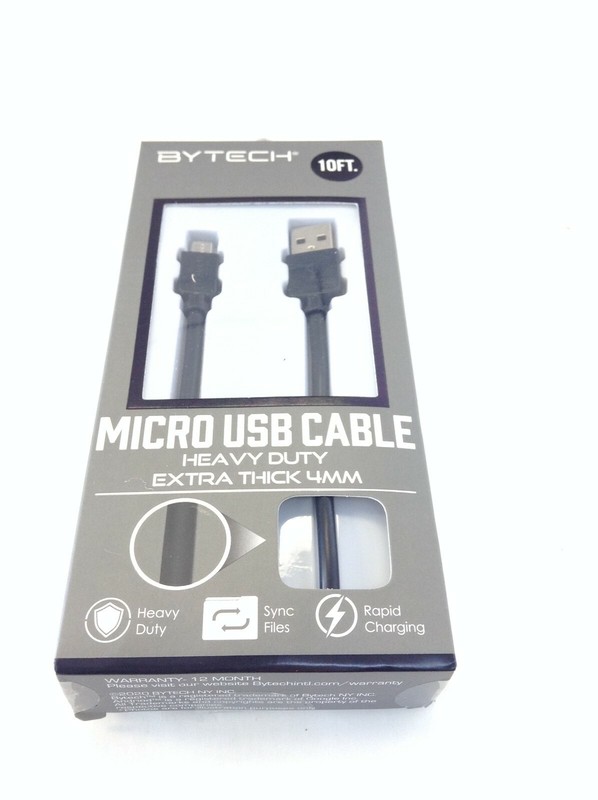 ByTech Micro USB Cable Heavy Duty Extra Thick 4MM 10FT Black