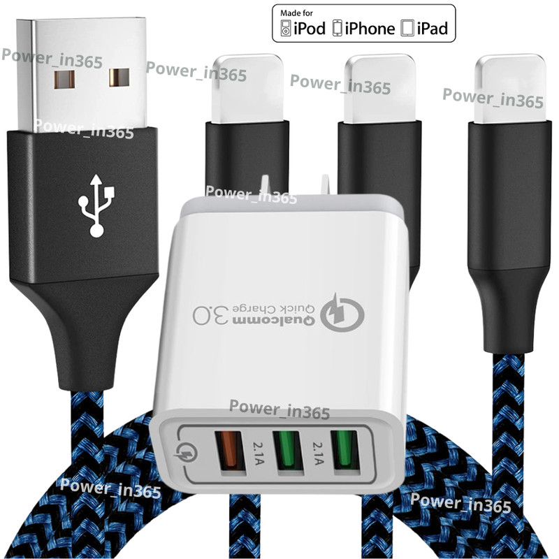 Fast Charger Block 10Ft USB Charging Cable For iPhone 14 13 12 11 XS XR 8 7 6 SE