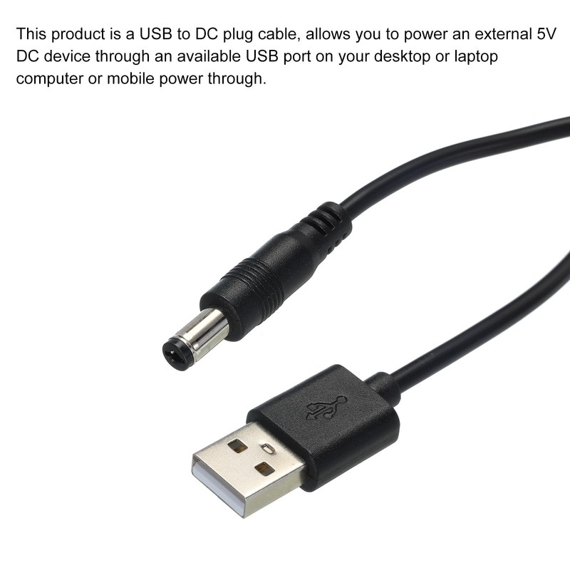 USB to DC Power Cable 0.5 M USB to DC 5.5mm x 2.1mm 5v Power Cord Black for M... gallery