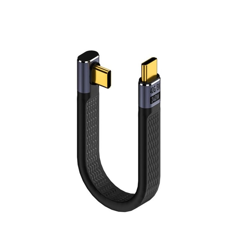Short USB C Cable, 240W USB C to USB C 0.4FT Right Angle Cable Support Thunde…