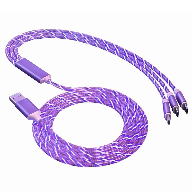 3-in-1 Multi USB Universal Flowing LED Light Up Phone Charge Cable, With Interfa gallery
