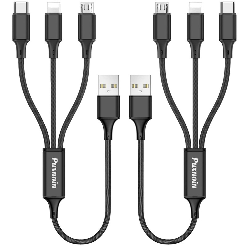 Multi Charging Cable, 2Pack Multi Charger Cable Short 1FT Braided
