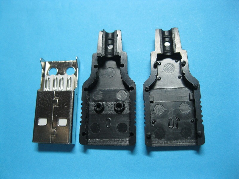 12 pcs USB 4 Pin Plug Male Socket Connector with Black Plastic Cover New gallery