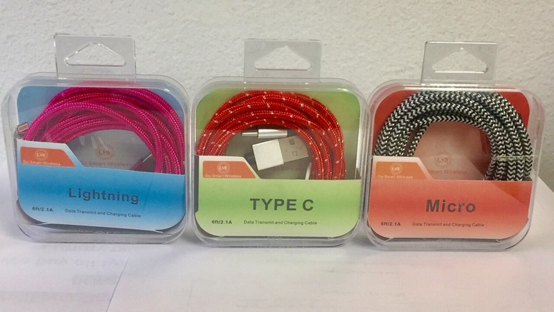 6 Ft Long USB Data Sync Charging Cable with Crystal Box Wholesale Lot gallery