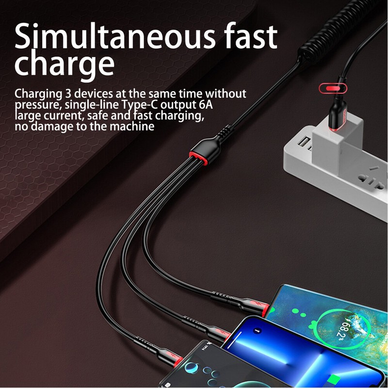3in1 Multi Head USB Cable Charger Fast Charging Data Sync for iPhone Sumsang US gallery