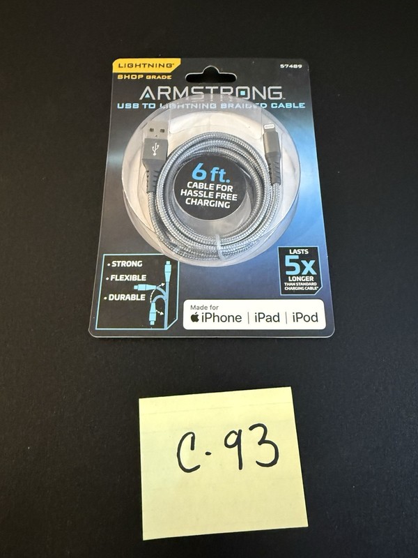 Armstrong USB to Braided Cable -6ft. Cable- iPhone/iPad/iPod - #57489