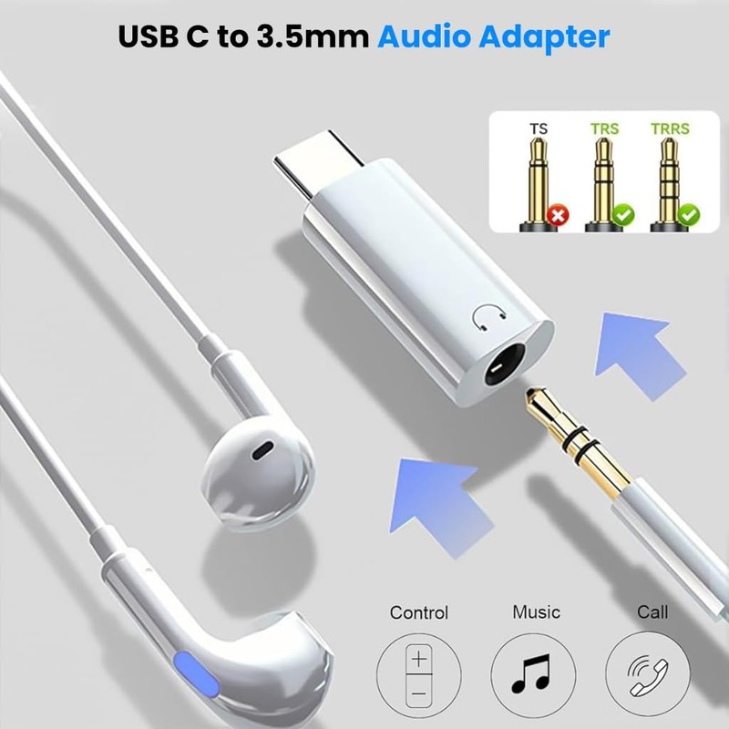 USB-C Type C Adapter Port to 3.5MM Aux Audio Jack Earphone Headphone Car Lot gallery