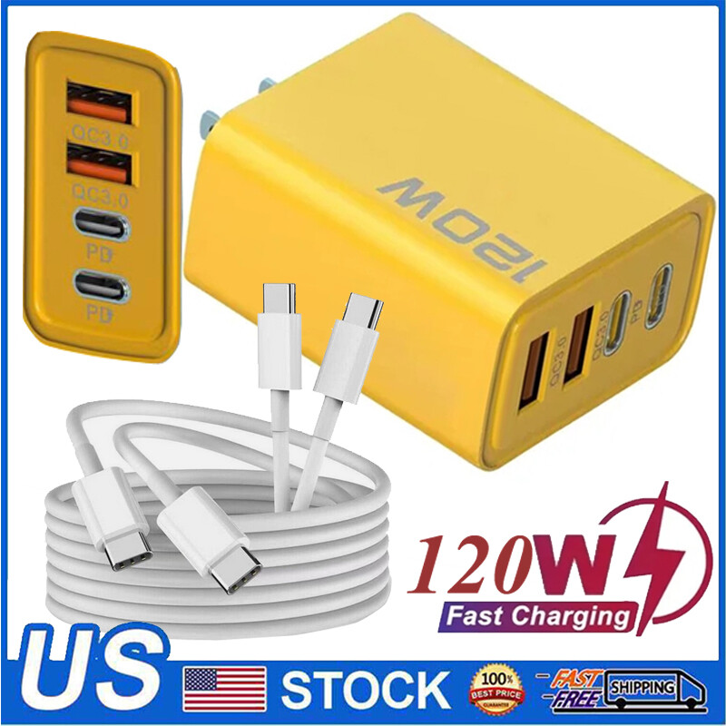 120W USB-C PD Fast Wall Charger Type C Cable For Samsung A13 A53 A14 A54 A15 A55