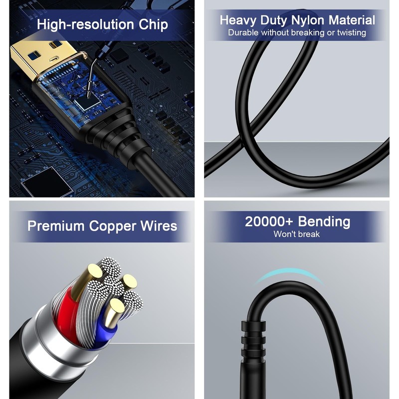 6Ft USB3.0 Male to Male USB A Data Transfer Changing Cable for Hard Drive Laptop gallery