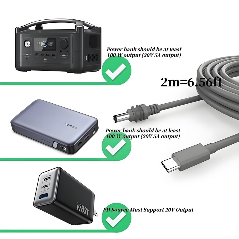USB-to DC Power Cable with Starlink Mini — 6.6FT/2M 100W PD Input, 20AWG Wate... gallery