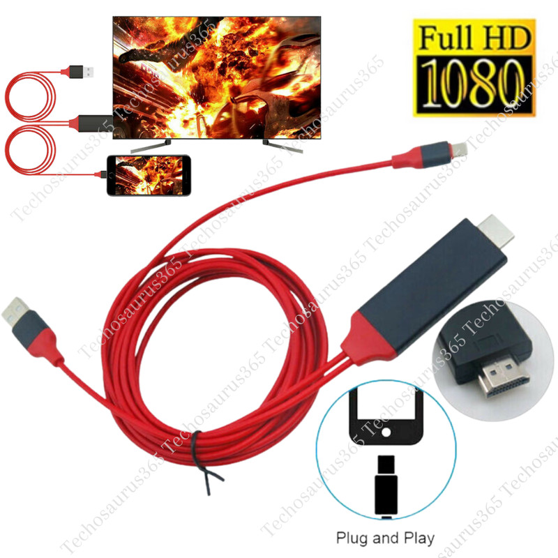 HDMI Mirroring AV Cable Phone to TV HDTV Adapter 1080P for iPhone 14 13 12 11 XR
