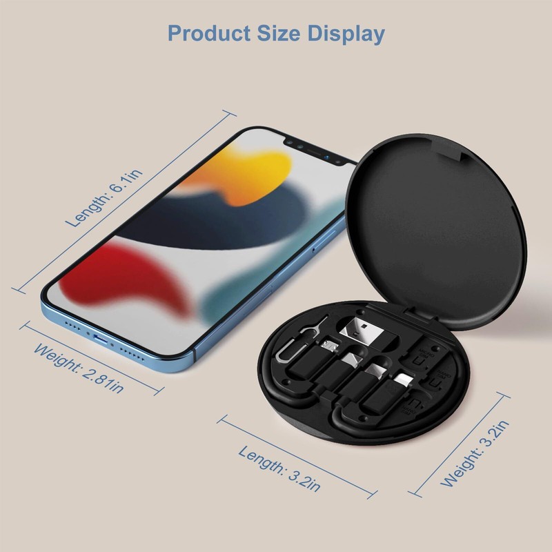 Multi Charging Cable Conversion Head Portable Storage Box with Sim Card Slot gallery
