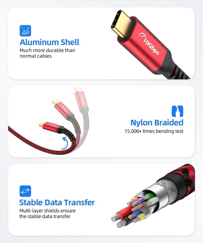 USB C Android Auto Cable 1FT, 3A USB a to C USB 3.1 USB 3.2 Gen2 10Gbps Data gallery